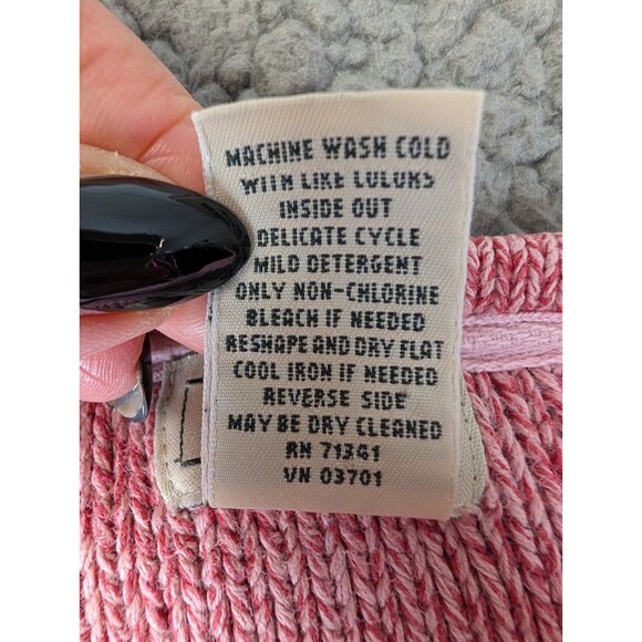 LL Bean Women’s Knit Sweater Red 100% Cotton Marled Tight Knit Cabincore Sz L - Picture 4 of 10